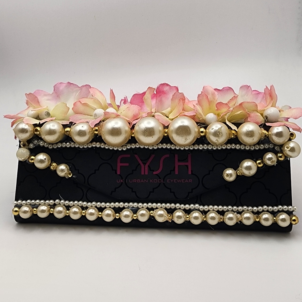 Fysh Upcycled Handmade Women's Black and Gold Glasses Case